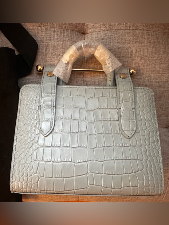 Strathberry Duck Egg Blue Croc Embossed Top Handle Nano Tote NWT - Picture 3 of 14